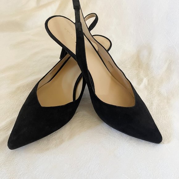 Pelle Moda Kerstin Pump Slim Heels Shoes Black Leather Slingback Size 9 - Picture 5 of 7